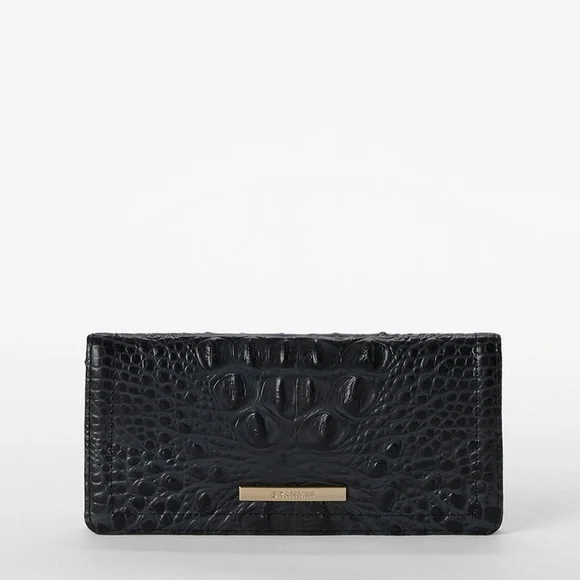 BRAHMIN Ady Slim Wallet Croc Embossed Continental Leather Black Melbourne $145 - Picture 13 of 13